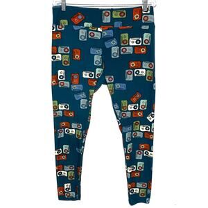 Lularoe Cassette Tapes All Over Print OS TC Leggings Teal 80s 90s Retro Y2K Boho